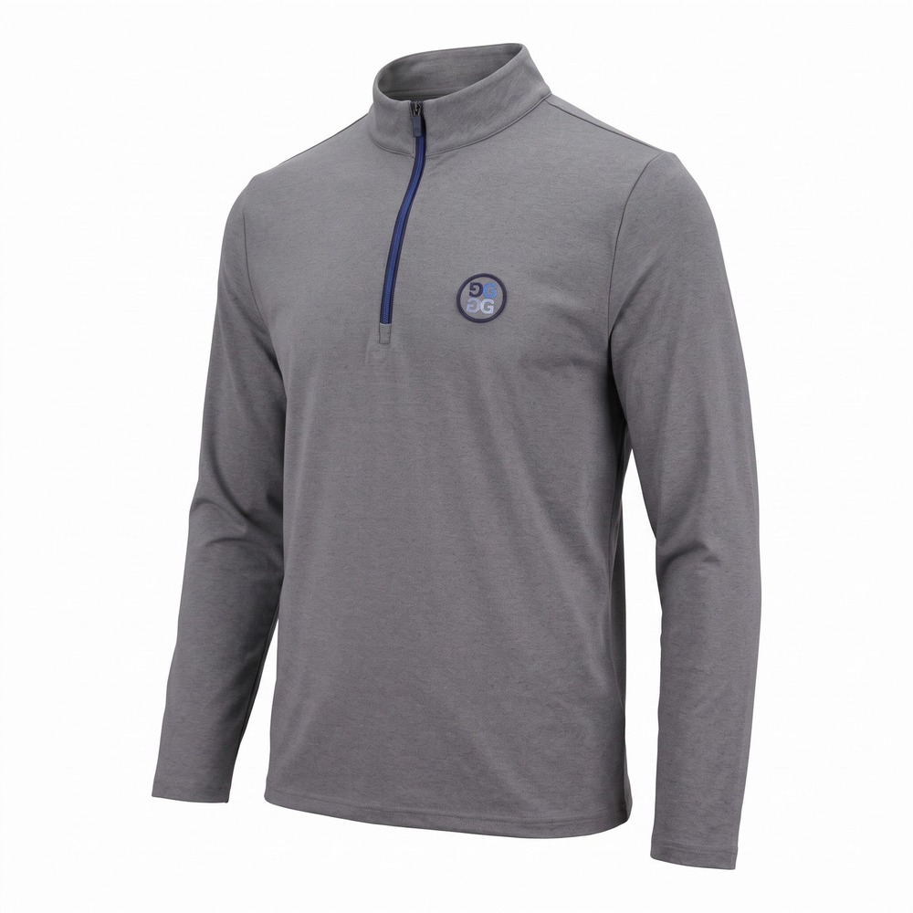 G/FORE Quarter Zip Pullover Men L Grey Blue Trim Performance Golf Top Activewear